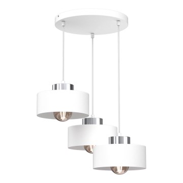 Luster na lanku MARTI 3xE27/15W/230V biela/lesklý chróm