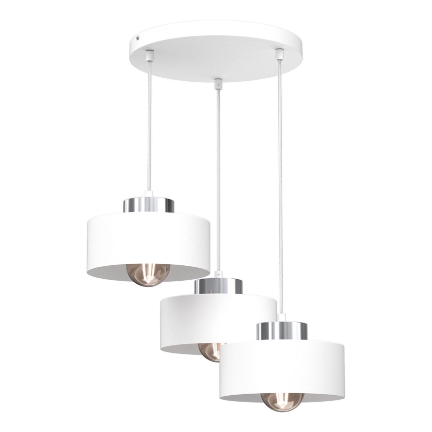 Luster na lanku MARTI 3xE27/15W/230V biela/lesklý chróm