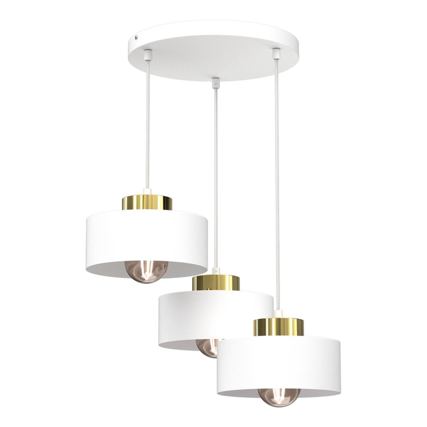 Luster na lanku MARTI 3xE27/15W/230V biela/zlatá