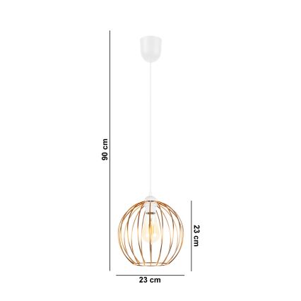 Luster na lanku MATT 1xE27/60W/230V biela/medená