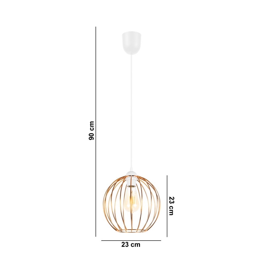 Luster na lanku MATT 1xE27/60W/230V biela/medená