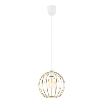 Luster na lanku MATT 1xE27/60W/230V biela/zlatá