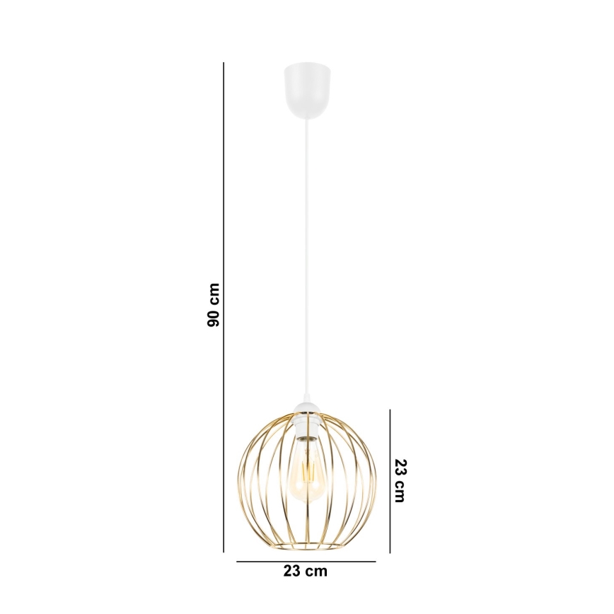 Luster na lanku MATT 1xE27/60W/230V biela/zlatá