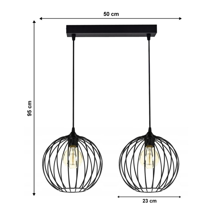 Luster na lanku MATT 2xE27/60W/230V