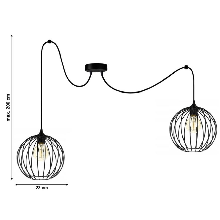 Luster na lanku MATT 2xE27/60W/230V pavúk