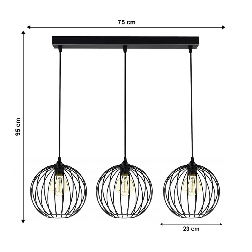 Luster na lanku MATT 3xE27/60W/230V