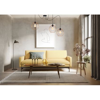 Luster na lanku MATT 3xE27/60W/230V pavúk čierna/medená