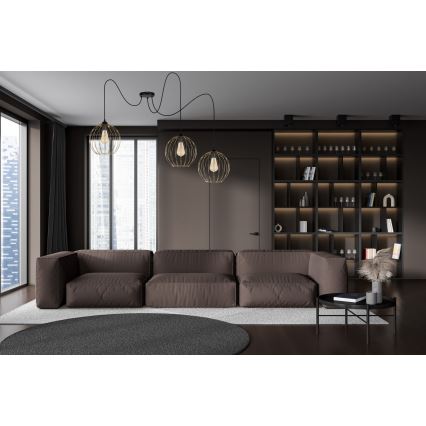 Luster na lanku MATT 3xE27/60W/230V pavúk čierna/zlatá