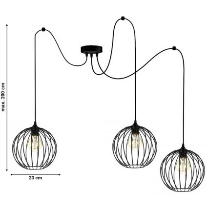 Luster na lanku MATT 3xE27/60W/230V pavúk