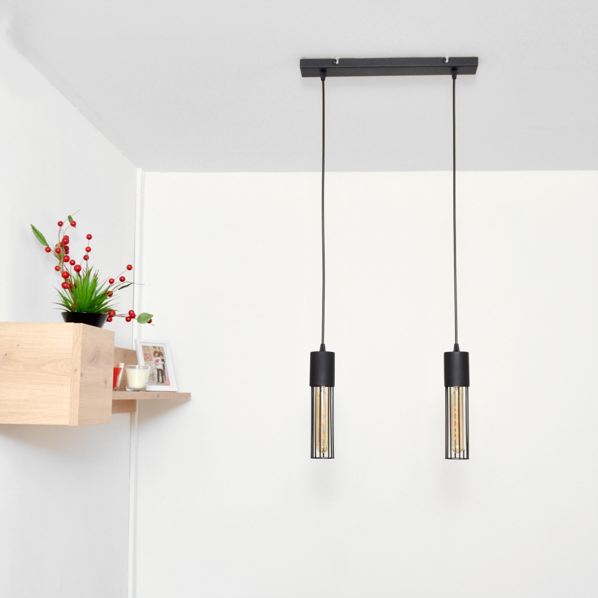 Luster na lanku MELODY 2xE27/15W/230V čierna