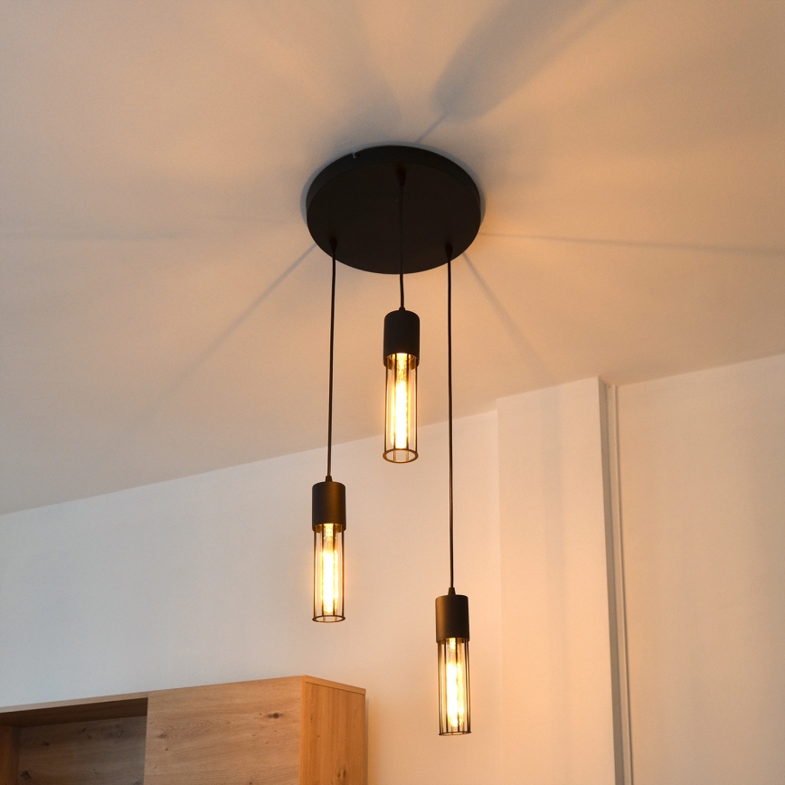 Luster na lanku MELODY 3xE27/15W/230V čierna