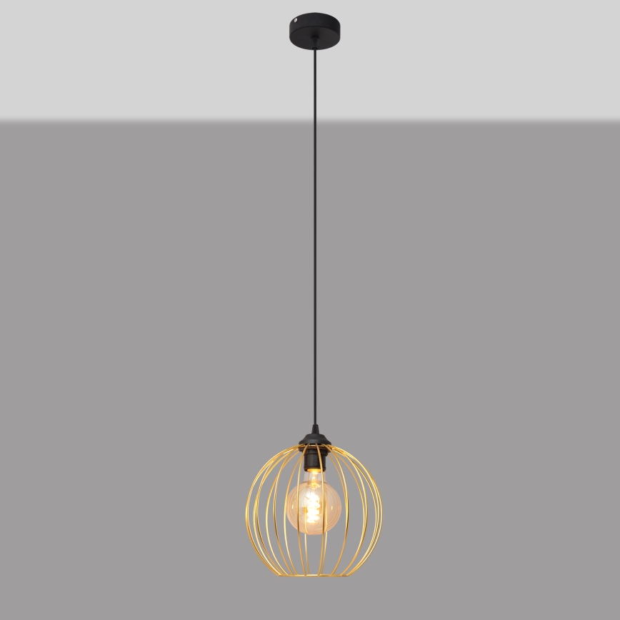 Luster na lanku MERCURE 1xE27/15W/230V zlatá/čierna