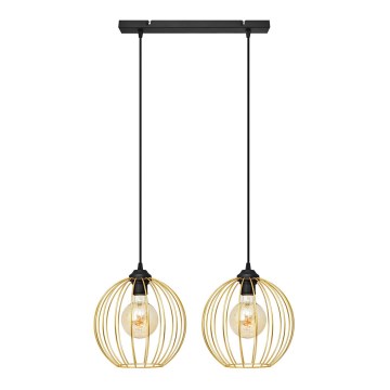 Luster na lanku MERCURE 2xE27/15W/230V zlatá/čierna