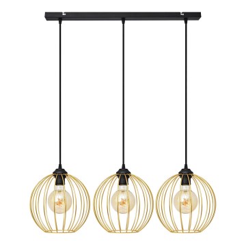 Luster na lanku MERCURE 3xE27/15W/230V zlatá/čierna