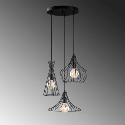 Luster na lanku MEZOPOTAMYA 3xE27/40W/230V čierna