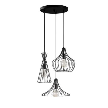 Luster na lanku MEZOPOTAMYA 3xE27/40W/230V čierna
