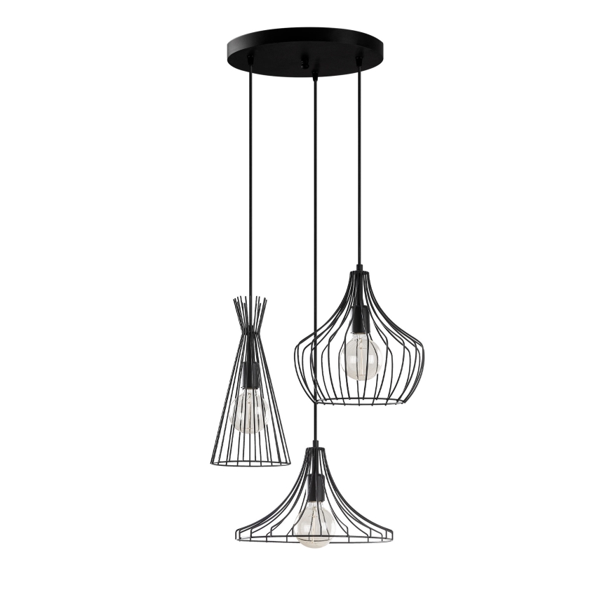 Luster na lanku MEZOPOTAMYA 3xE27/40W/230V čierna