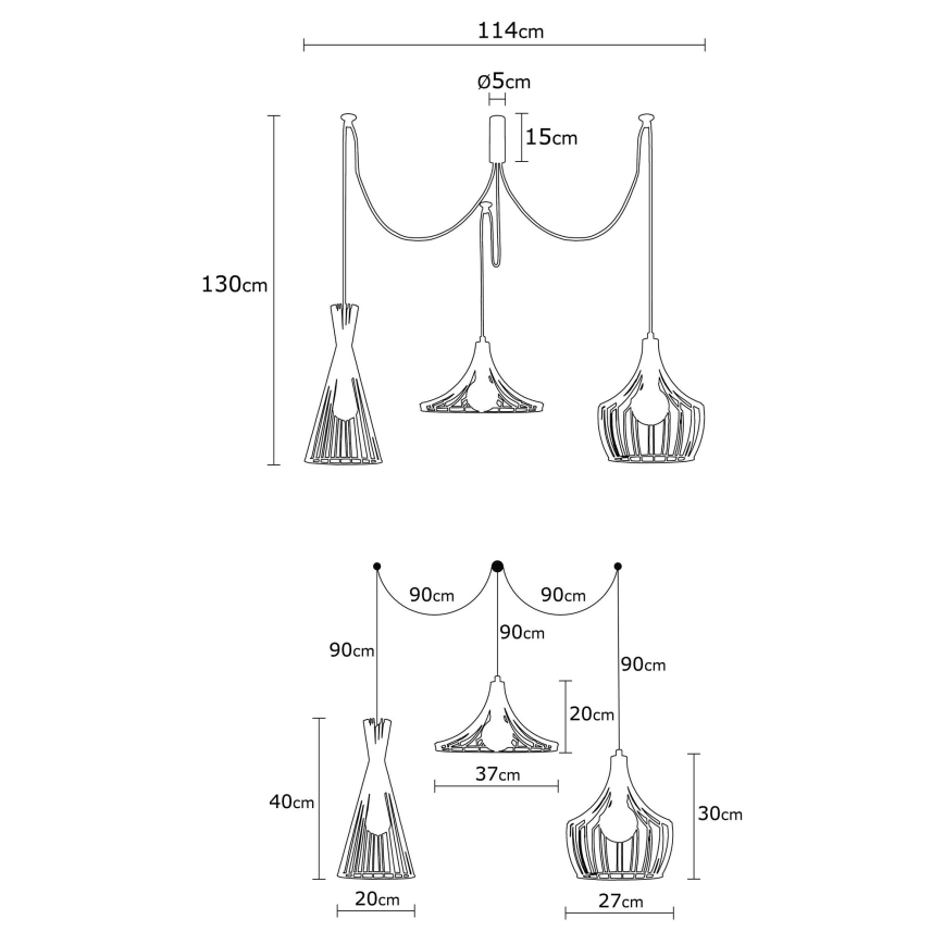 Luster na lanku MEZOPOTAMYA 3xE27/40W/230V pavúk