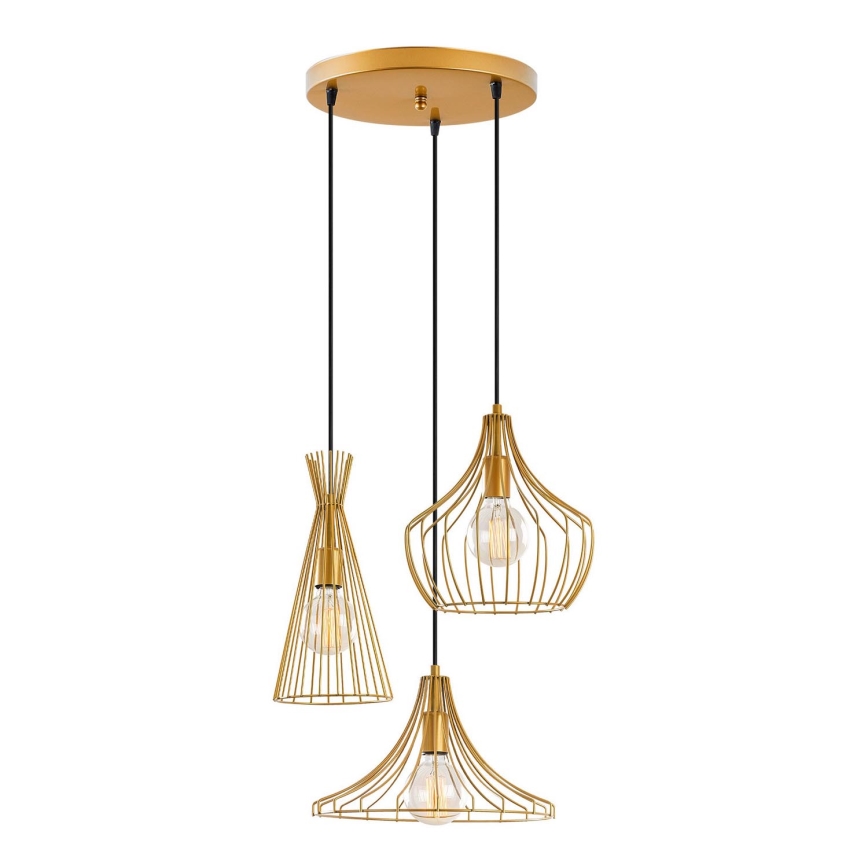 Luster na lanku MEZOPOTAMYA 3xE27/40W/230V zlatá