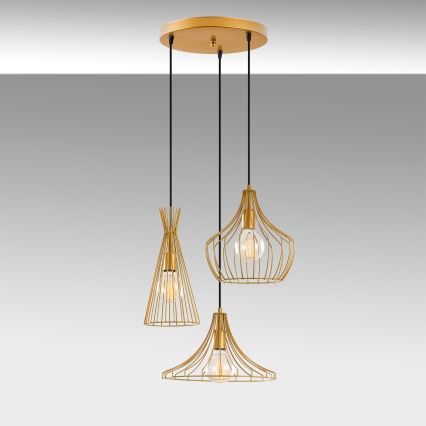 Luster na lanku MEZOPOTAMYA 3xE27/40W/230V zlatá
