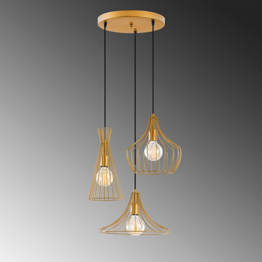 Luster na lanku MEZOPOTAMYA 3xE27/40W/230V zlatá