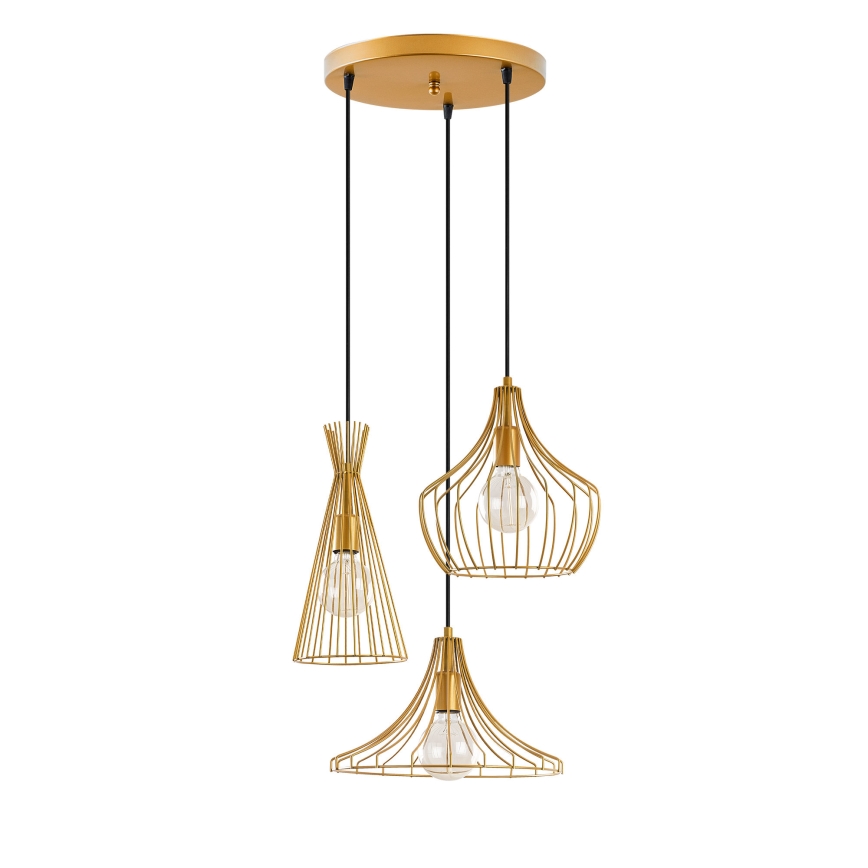 Luster na lanku MEZOPOTAMYA 3xE27/40W/230V zlatá