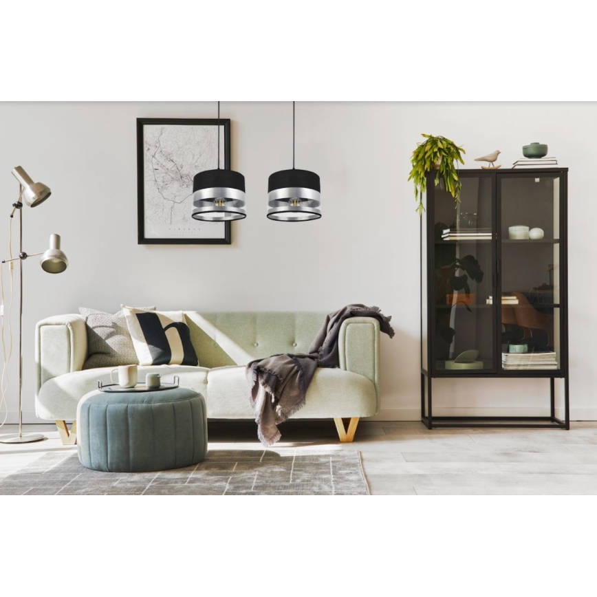 Luster na lanku MILO 2xE27/60W/230V strieborná/čierna