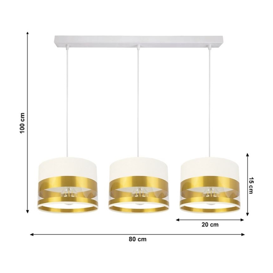 Luster na lanku MILO 3xE27/60W/230V zlatá