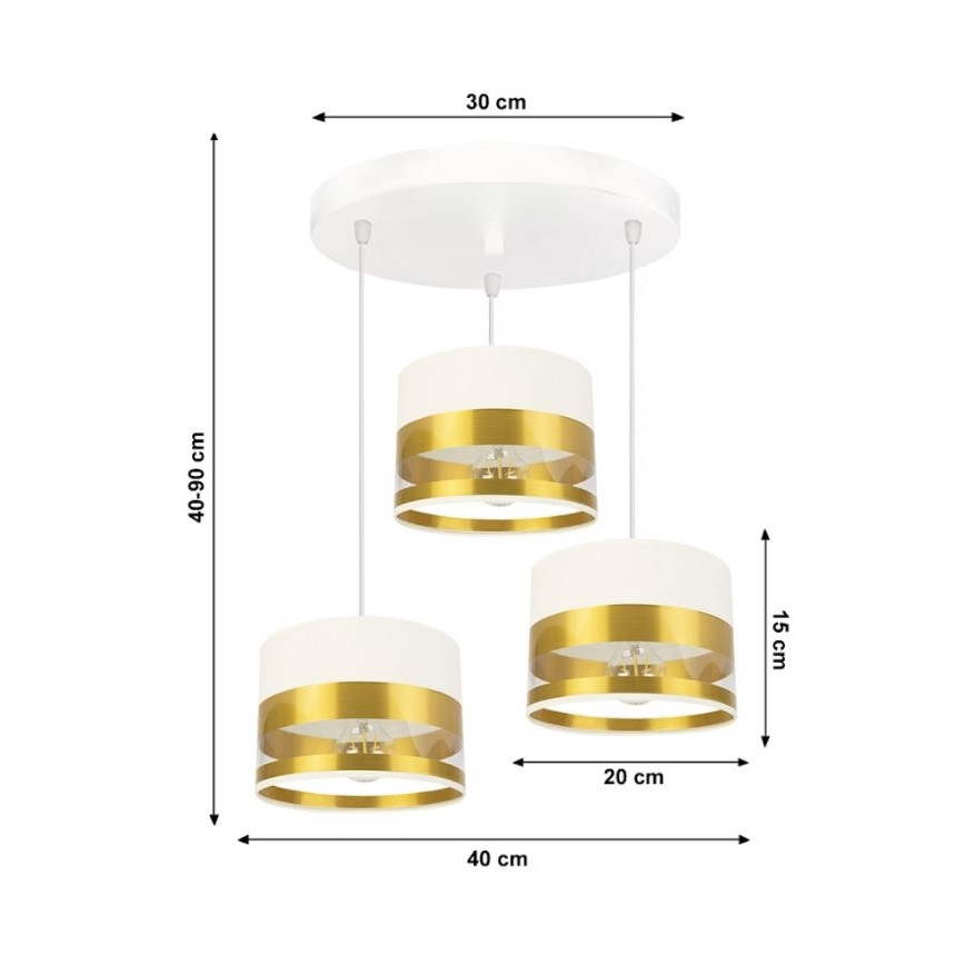Luster na lanku MILO 3xE27/60W/230V zlatá