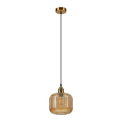 Luster na lanku MILOU 1xE27/15W/230V zlatá/zadymená béžová