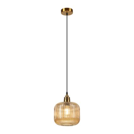 Luster na lanku MILOU 1xE27/15W/230V zlatá/zadymená béžová