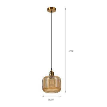 Luster na lanku MILOU 1xE27/15W/230V zlatá/zadymená béžová