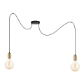 Luster na lanku MIROS 2xE27/60W/230V pavúk čierna/zlatá