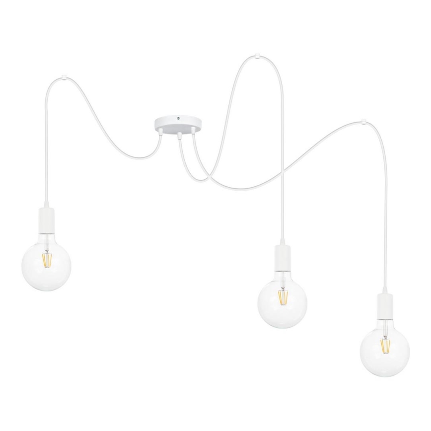 Luster na lanku MIROS 3xE27/60W/230V pavúk biela