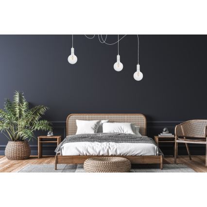 Luster na lanku MIROS 3xE27/60W/230V pavúk biela