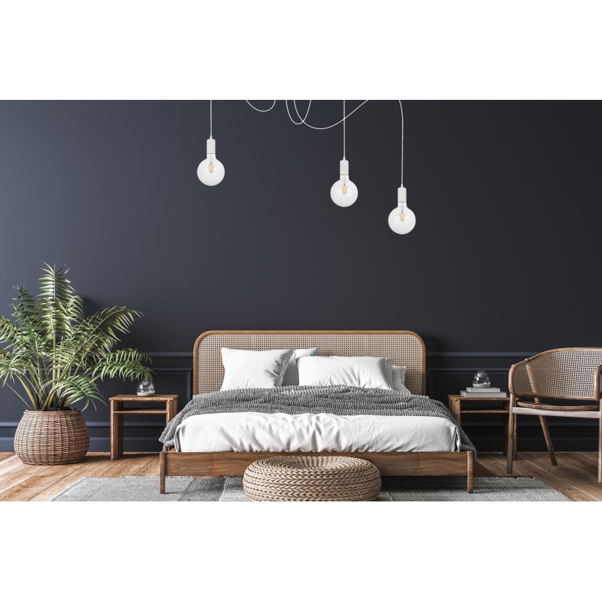 Luster na lanku MIROS 3xE27/60W/230V pavúk biela
