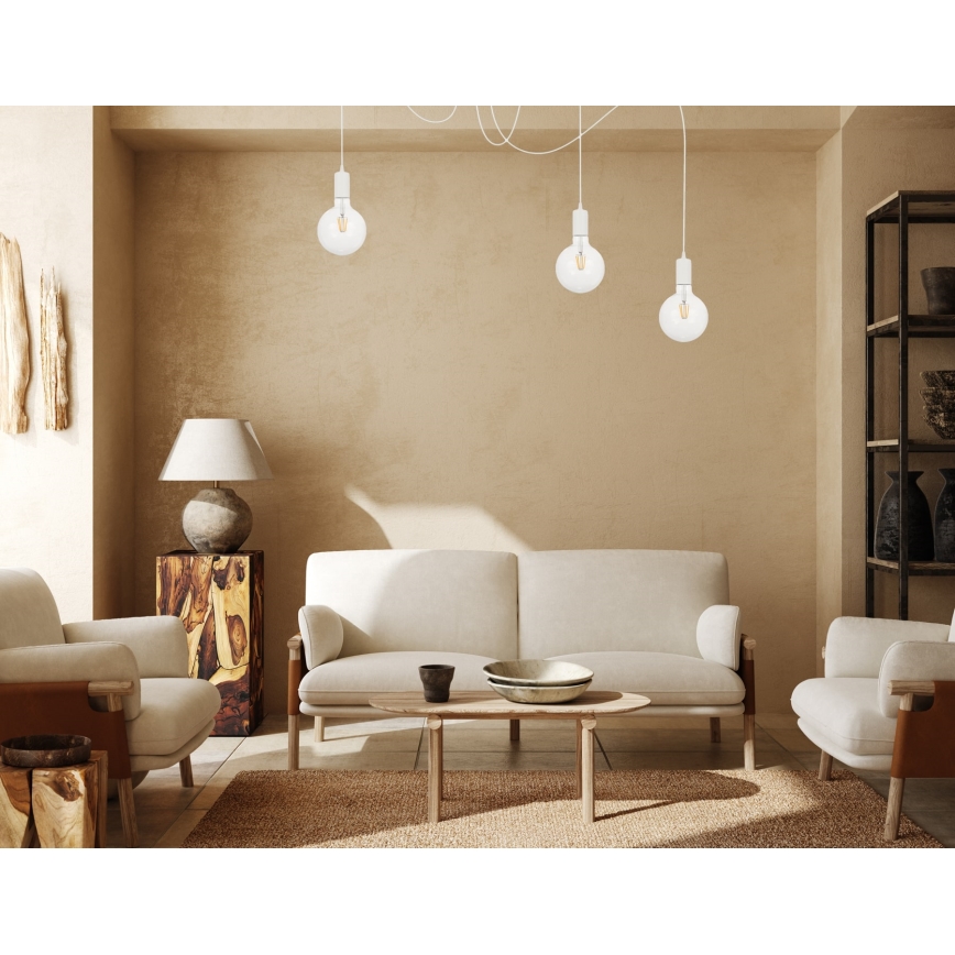 Luster na lanku MIROS 3xE27/60W/230V pavúk biela
