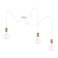 Luster na lanku MIROS 3xE27/60W/230V pavúk biela/medená