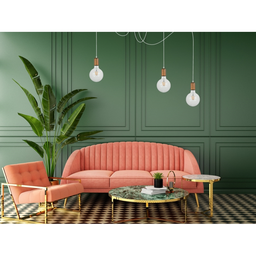 Luster na lanku MIROS 3xE27/60W/230V pavúk biela/medená