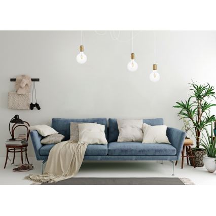 Luster na lanku MIROS 3xE27/60W/230V pavúk biela/zlatá
