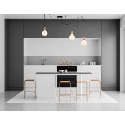 Luster na lanku MIROS 3xE27/60W/230V pavúk čierna/medená