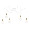 Luster na lanku MIROS 5xE27/60W/230V biela/zlatá
