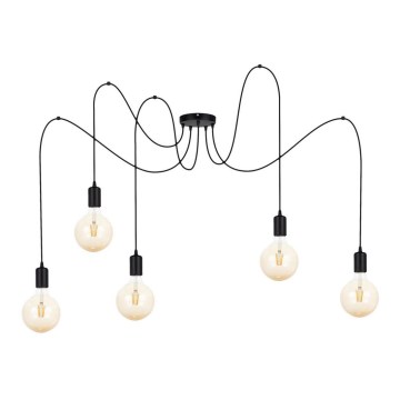 Luster na lanku MIROS 5xE27/60W/230V pavúk čierna
