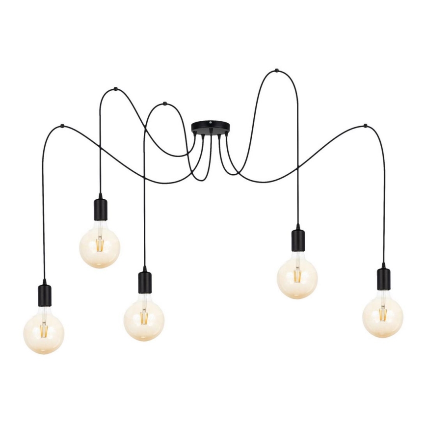 Luster na lanku MIROS 5xE27/60W/230V pavúk čierna