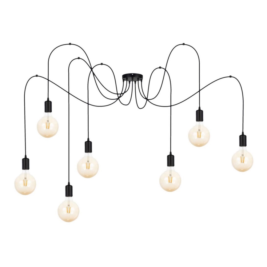Luster na lanku MIROS 7xE27/60W/230V pavúk čierna