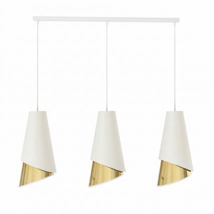 Luster na lanku MODA 3xE27/15W/230V biely/zlatý