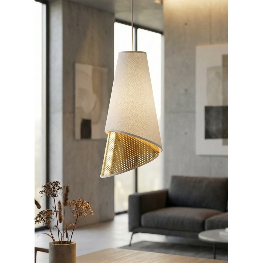 Luster na lanku MODA 3xE27/15W/230V biely/zlatý