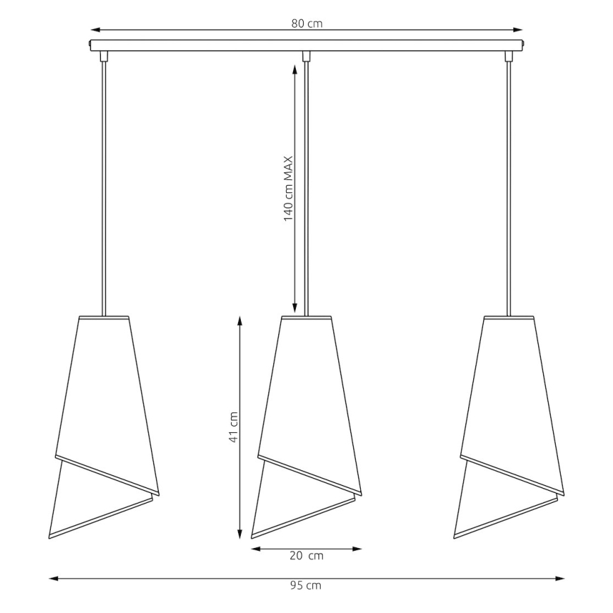 Luster na lanku MODA 3xE27/15W/230V čierna/zlatá