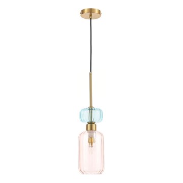 Luster na lanku MOLLY 1xE14/40W/230V pr. 12 cm zlatá/ružová/modrá