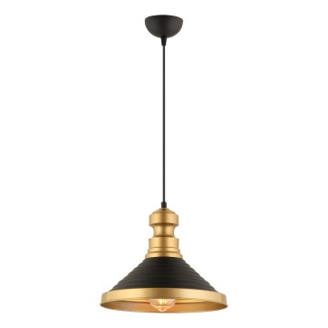 Luster na lanku MONZA 1xE27/40W/230V pr. 30 cm čierna/zlatá
